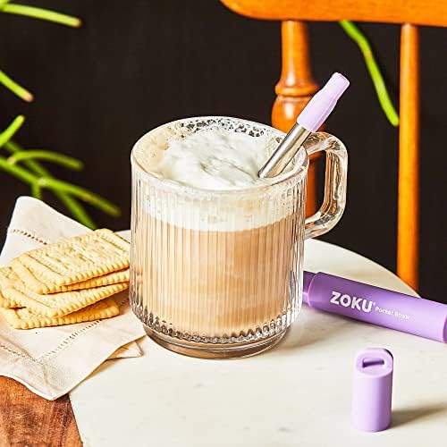 ZOKU Reusable Metal Straw with Case for Travel, Purple - Collapsible Stainless Steel Drinking Straw with Silicone Tip and Cleaner Brush, Ideal for Key Chains, Pockets, Purses - Image 6
