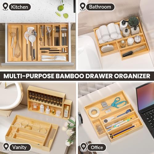 Bamboo Kitchen Drawer Organizer, Deep 2-Pack, 12" x 6" x 2.5" - Image 5