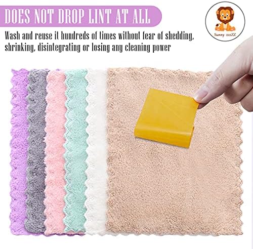 24 Pack Kitchen Dishcloths - Does Not Shed Fluff - Reusable Dish Towels, Dish cloths, Super Absorbent Coral Fleece Cleaning Cloths, Nonstick Oil Washable Fast Drying, 16 x 19 Inch (Multicolor) - Image 4