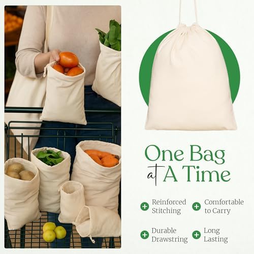 Greenmile Organic Cotton Reusable Produce Muslin Bags - Image 5