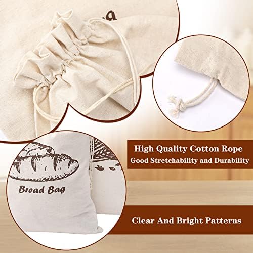 Augshy 4 Pcs Linen Bread Bags for Homemade Bread Container - Image 3