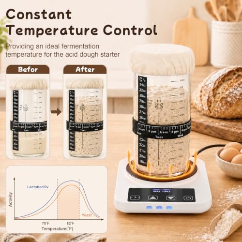 Sourdough Starter Kit with Warmer,Jar,Scale,Gift for Bakers Beiginner Women - Image 4