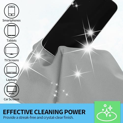 Microfiber Cleaning Cloth - 10 Pack Glasses Cleaning Cloth, 16" x 14" Window Cleaning Rags, Streak Free Lint Free Polishing Cloths Wipes for Eye Glass, Stainless Steel, Windshield, Grey - Image 4