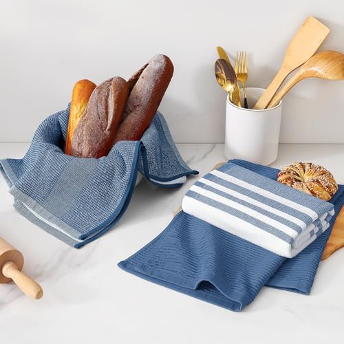 Homaxy Cotton 380 GSM Premium Kitchen Towels, 18"x 28", 12 Pack, Navy Blue - Image 6
