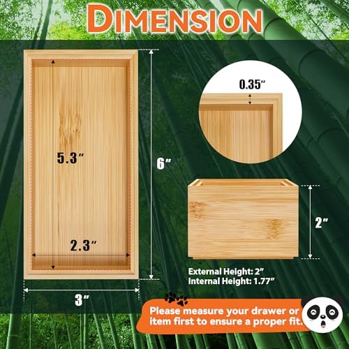 Lixple Bamboo Drawer Organizer, Small Silverware Organizer for Kitchen Drawer, Stackable Utensil Tray, 2 Pcs Flatware Organizer, Bamboo 6" x 3" x 2" (Outer), 5.3" x 2.3" x 1.77" (Inner) - Image 2