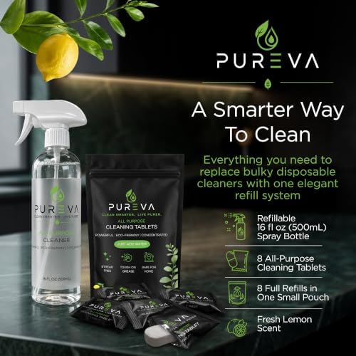 Multi-Purpose Cleaning Starter Kit – Refillable Spray Bottle with 8 Cleaning Tablets – All-Purpose Cleaner for Kitchen, Bathroom, Glass & More – Eco-Friendly Cleaning System - Image 2