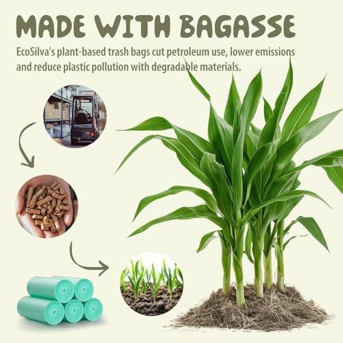 Small Compost Bags 2.6 Gallon Trash Bag, EcoSilva 125 Count Small Compost Bags for Countertop Bin, Compostable Trash Bags 2.6 Gallon Compostable Food Scrap Bag for Kitchen Bathroom Office - Image 2