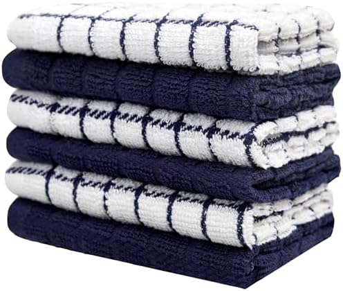 Bumble Dish Cloths (6-Pack), 100% Cotton Kitchen Towels, 12"x12" - Navy - Image 5