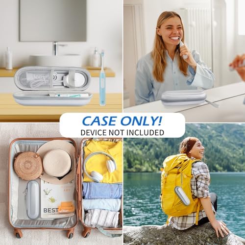 Toothbrush Travel Case for Oral B/Oral-B Pro 1000 1500 5000 7000 & Philips Sonicare 4100 1100 5300 5100 6100/iO Electric Toothbrush, Hard Protective Storage Bag (Silver case&toothbrush cap) - Image 5
