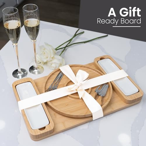 Charcuterie Boards Set, Bamboo Cheese Tray with Serving Accessories - Image 4