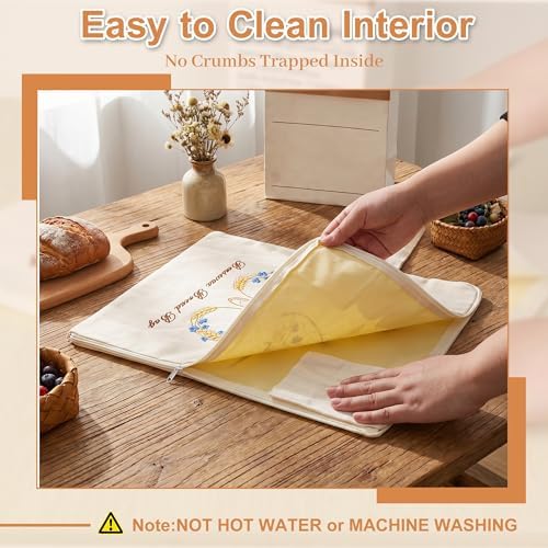 Beeswax Sourdough Bread Bags for Homemade Bread (2 Pack) – Wide Opening Zipper Seal, XL Reusable Cotton Sourdough Bread Bags to Keep Freshness, Natural Bees Wax Lining Bag for Artisan Loaf - Image 5