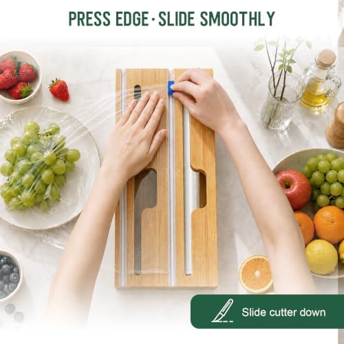 Storage Bag Organizer for Kitchen Drawer, 5-Slot, Bamboo - Image 4