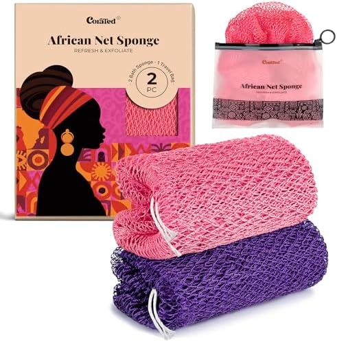 CORATED African Net Sponge Authentic, Shower Loofah Exfoliating Bath Sponge by CORATED