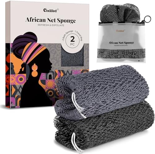 CORATED African Net Sponge Authentic, Shower Net with Knots Bath Sponge by CORATED