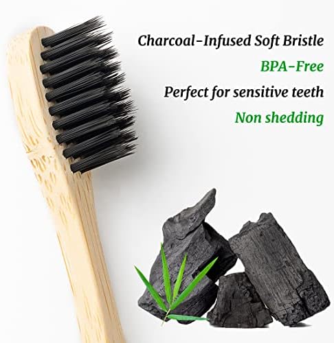 Bamboo Toothbrushes 10 Pack, BPA Free Biodegradable Soft Bristle Toothbrush - Image 2