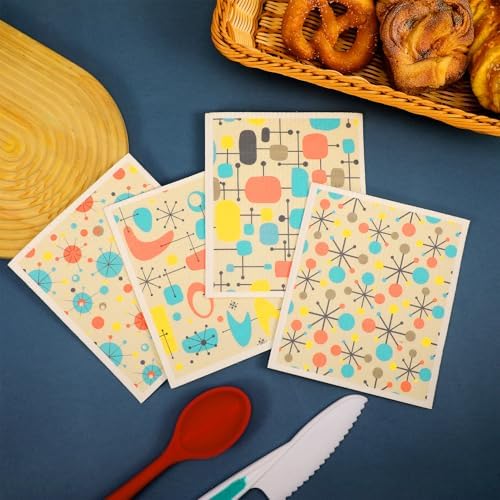 Swedish Dishcloths Nordic Atomic Print Reusable Kitchen Towels - Image 6