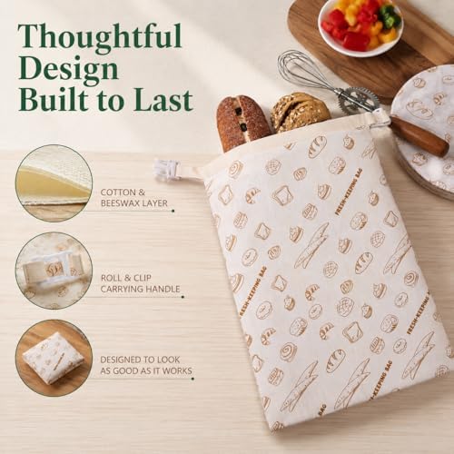 5Pcs Beeswax Bread Bag, Homemade Sourdough Reusable Beeswax Bread Bag - Image 3