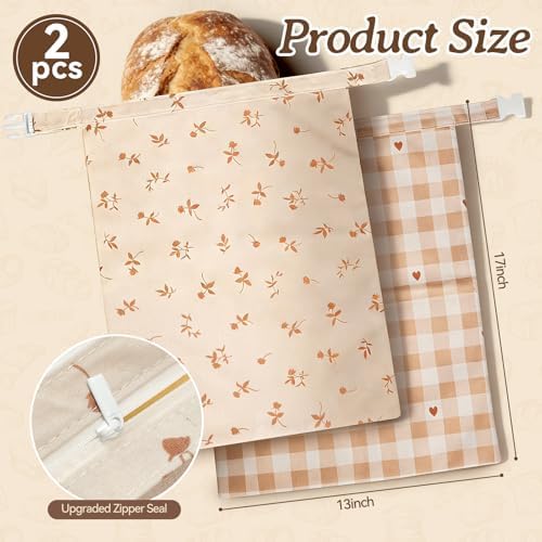 2 pcs Beeswax Bread Bags, Reusable Bread Bags for Homemade Bread - Image 2