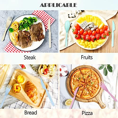 Reusable Travel Utensils Set with Case, 4 Sets Wheat Straw Portable Knife Fork Spoons Tableware, Eco-Friendly BPA Free Cutlery for Kids Adults Picnic Camping Utensils(Green, Beige, Pink, Blue) - Image 4
