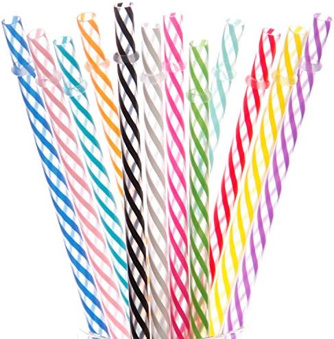 Dakoufish 12 Piece 11 Inch Reusable Plastic Thick Replacement Straws for 16 OZ 20 OZ 30 OZ Stanley,YETI,Starbucks, Owala Tumblers with Brush (11inch, Mix 12color) by Dakoufish