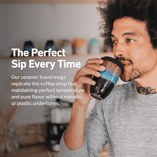 NOVA CERAMICS 12oz Travel Coffee Mug - Unique Microwave & Dishwasher Safe Tumbler With Lid - Gifts For Women & Men - Image 4