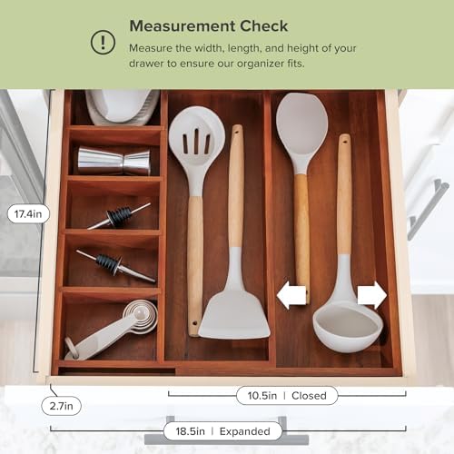 KitchenEdge Utensil & Junk Drawer Organizer, 10.5-18.5 in, Acacia - Image 4