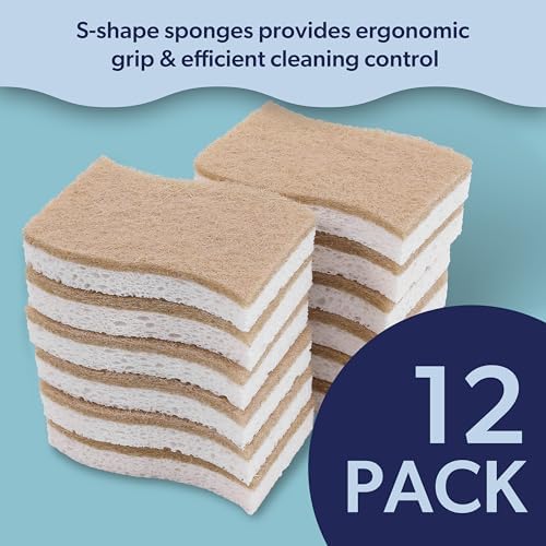 happimess Natural Non-Scratch Dish Sponge, Beige/White, Set of 12 - Image 4