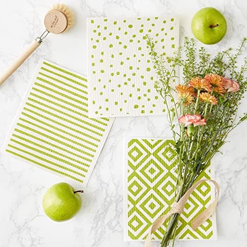 DII Swedish Dishcloths for Kitchen & Cleaning, Reusable, Machine Washable & Dishwasher Safe, Biodegradable, 7.75 x 6.75, Avocado & White - Image 5