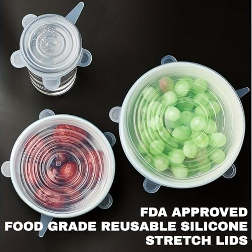 Reusable Silicone Stretch Lids18PCS Round Stretchy Food Covers, Airtight & Leakproof, Microwave & Dishwasher Safe - Image 7