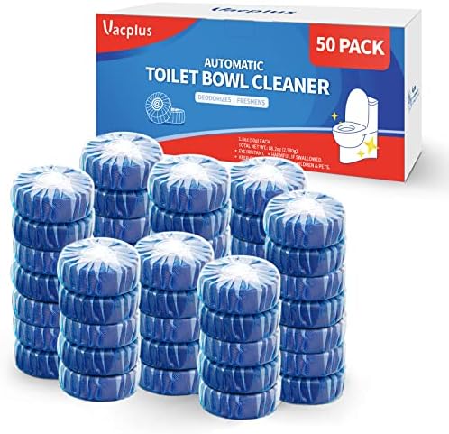 Vacplus Toilet Bowl Cleaner Tablets, 50 Pack, Auto Cleaning, Long-Lasting by Vacplus