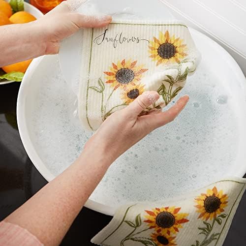 DII Swedish Dishcloths for Kitchen & Cleaning, Reusable, Machine Washable & Dishwasher Safe, Biodegradable, 7.75 x 6.75, Sunflower - Image 5