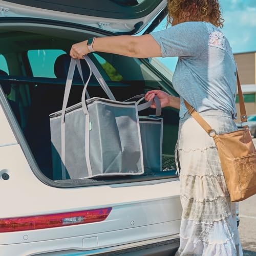 Creative Green Life XL Insulated Reusable Grocery Bags (2-Pack) - Premium Quality Cooler Bags with Hard Bottom Insert, Stands Upright, Washable - Image 6