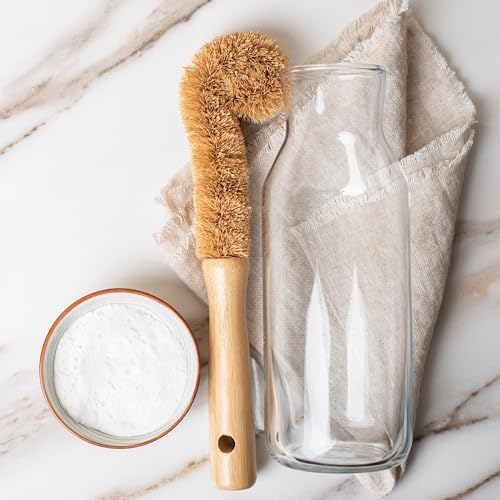 2PCS Coconut Brush Fiber Bottle Wooden Cleaning Brush, Scrub Head for Deep Pan Cleaning Washing, Sturdy Eco-Friendly with Natural Wood Handle Holder, Bristle Scrubber Set for Kitchen Dishes Vegetable - Image 6