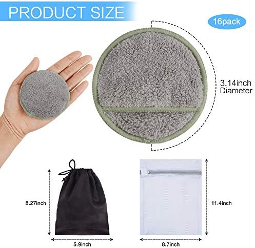 SUNLAND Reusable Makeup Remover Pads,Round 3.15inch,16 Pack,Lightgrey - Image 6