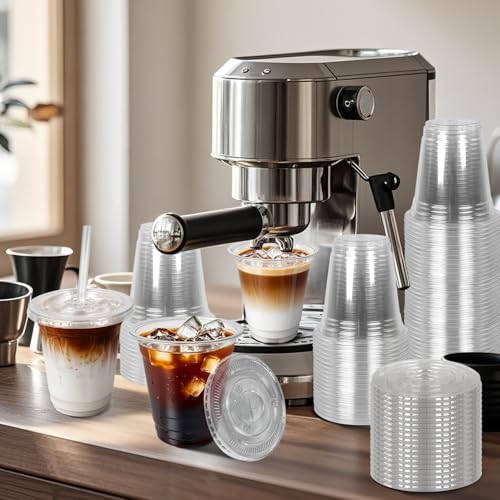 Charmount 50 Sets- 12 oz Clear Plastic Cups with Lids and Straws - Image 4