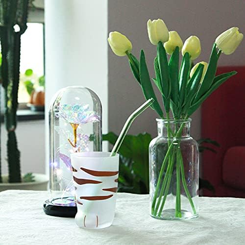 Reusable Glass Straws - 9" L x 8 mm W - Smoothie Drinking Straws for Smoothie, Milkshakes, Pack of 6 with 1 Cleaning Brush (mix4) - Image 5