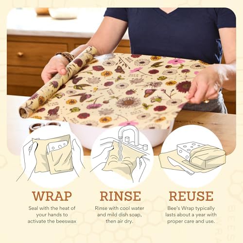 Bee's Wrap Beeswax Wrap Roll, 14 x 52 in - Meadow Magic - Image 6