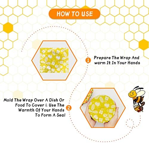 Organic Beeswax Wrap - Reusable Food Wrap Set, 9 Pack - 1L, 5M, 3S Flower Patterns - Sustainable, Sandwich Storage - Image 4