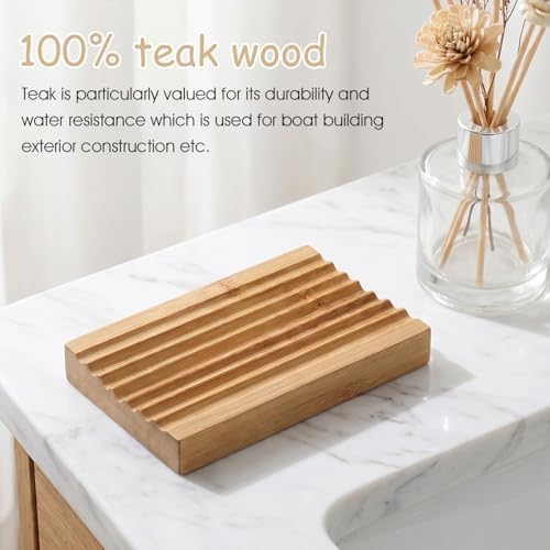 Wood Soap Dish Bamboo Soap Holder to Keep Soaps Dry in Kitchen - Image 4