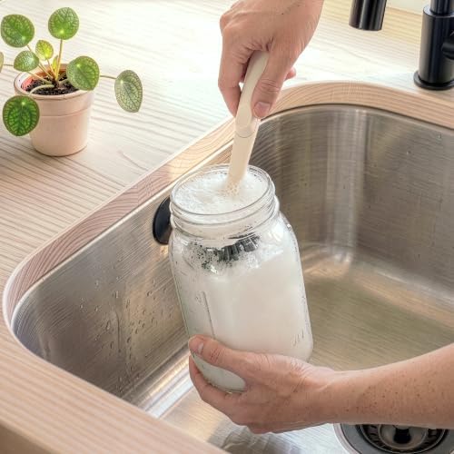 Earth & Mango Magnetic Dish Brush & Scraper, Snaps to Sink, Warm Sand Beige - Image 6