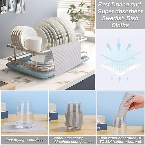 Lucomb 11 Pack Swedish Dishcloths, Reusable Kitchen Dish Rags Sponge Cleaning Cloths Cellulose Dishcloths for Kitchen Washing Dish Counters - Image 3