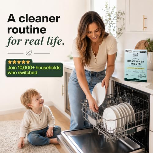 Zero Trace Dishwasher Detergent Eco-Friendly Sheets for Dish Washing - Plant Powered Technology- Unscented- 60 Loads - Image 6