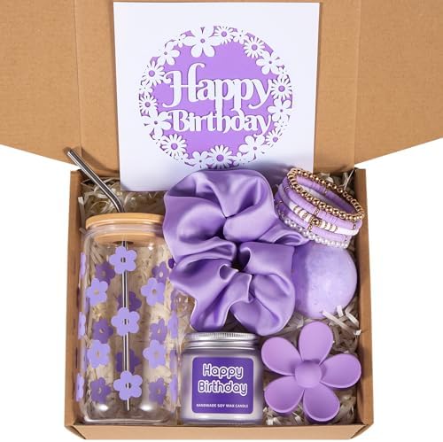 JTEWB Birthday Gifts For Women, Teen Girl, Her, Happy Birthday Gift Box For Girl, Women, Sister, Daughter, Friends, Cute Daisy Aesthetic Glass Cups Gift Set 7pcs by Unknown