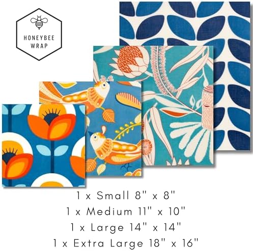 Beeswax Wraps for Food - The Kitchen Collection - Organic Cotton Beeswax Wrap - Reusable Beeswax Food Wrap - Plastic Wrap/Sandwich Bags Alternative - 4 Pack, S, M, L & XL - Image 2