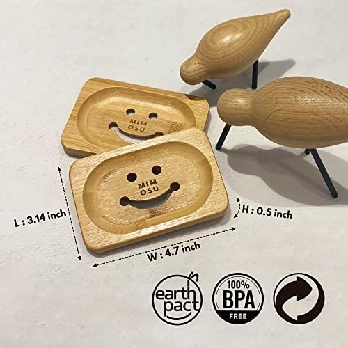 mimosu Bamboo Soap Dish with Drain – Wooden Holder for Shampoo & Soap Bars, Eco-Friendly Bathroom Tray, Zero Waste, Non-Slip Bamboo Soap Saver for Shower & Sink - Image 3