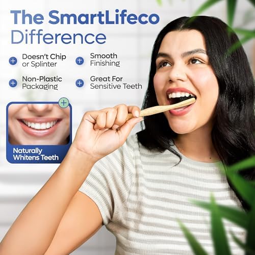 SmartLifeco Charcoal Bamboo Toothbrushes PRO - Extra Soft Natural Bristles for Adults & Kids Teeth | Zero Waste Bulk Wooden Tooth Brush | BPA Free, Eco-Friendly, Vegan - 6 Pack - Image 3