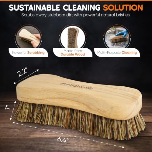 All-Natural Wooden Scrub Brush Set | Wooden Handle | Palmyra Bristle Brush for Cleaning | Eco Friendly Cleaning Products | Scrub Brush Set of 2 - Image 5
