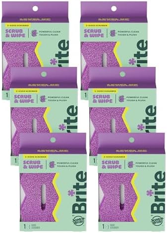 Brite by Scotch-Brite 2-Sided Scrub & Wipe Scrubber,Fuschia Frenzy, 6 Pack by Scotch-Brite