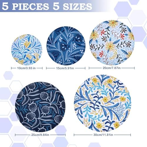 5Pcs Reusable Beeswax Elastic Bowl Covers for Bread Proofing and Food Cover - Image 2