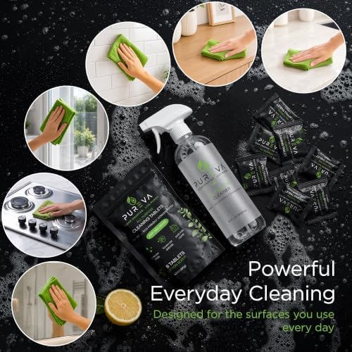 Multi-Purpose Cleaning Starter Kit – Refillable Spray Bottle with 8 Cleaning Tablets – All-Purpose Cleaner for Kitchen, Bathroom, Glass & More – Eco-Friendly Cleaning System - Image 4